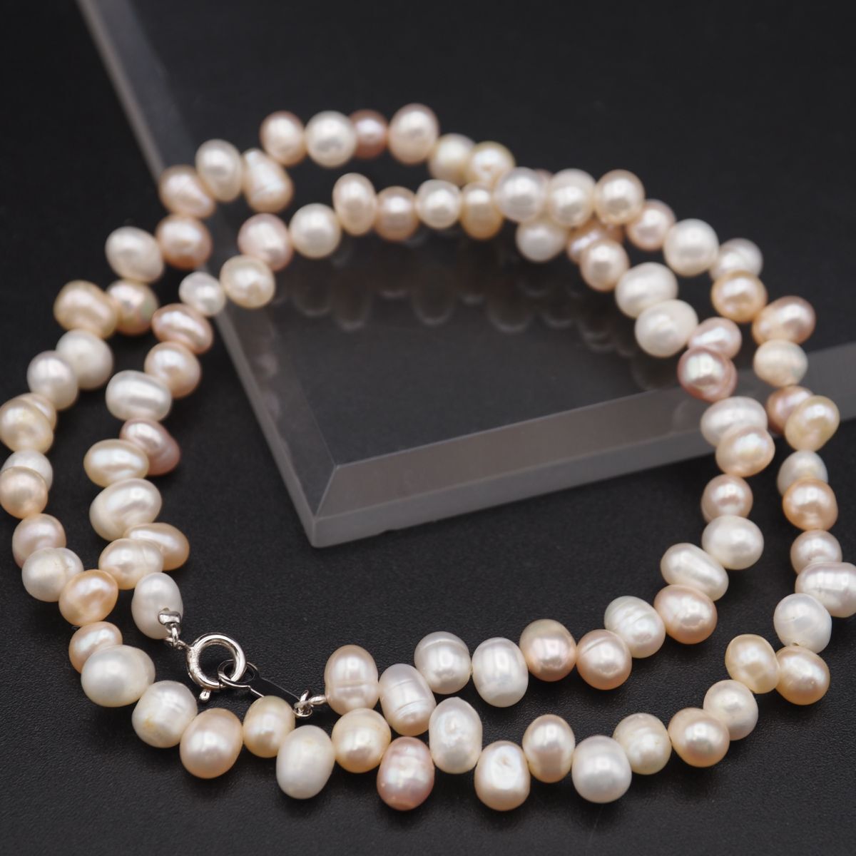 G776 淡水真珠 パール STERLING SILVER 925刻印 ネックレス デザイン シルバー 6月誕生石拍卖