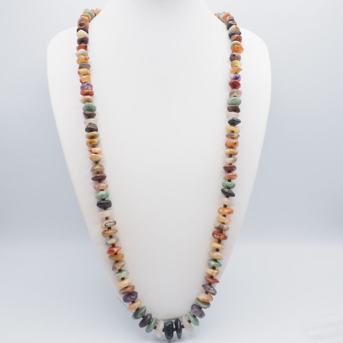 H014 アメジスト メノウ 瑪瑙 アベンチュリン 等 天然石 ロング ネックレス 大ぶり デザイン ヴィンテージ拍卖