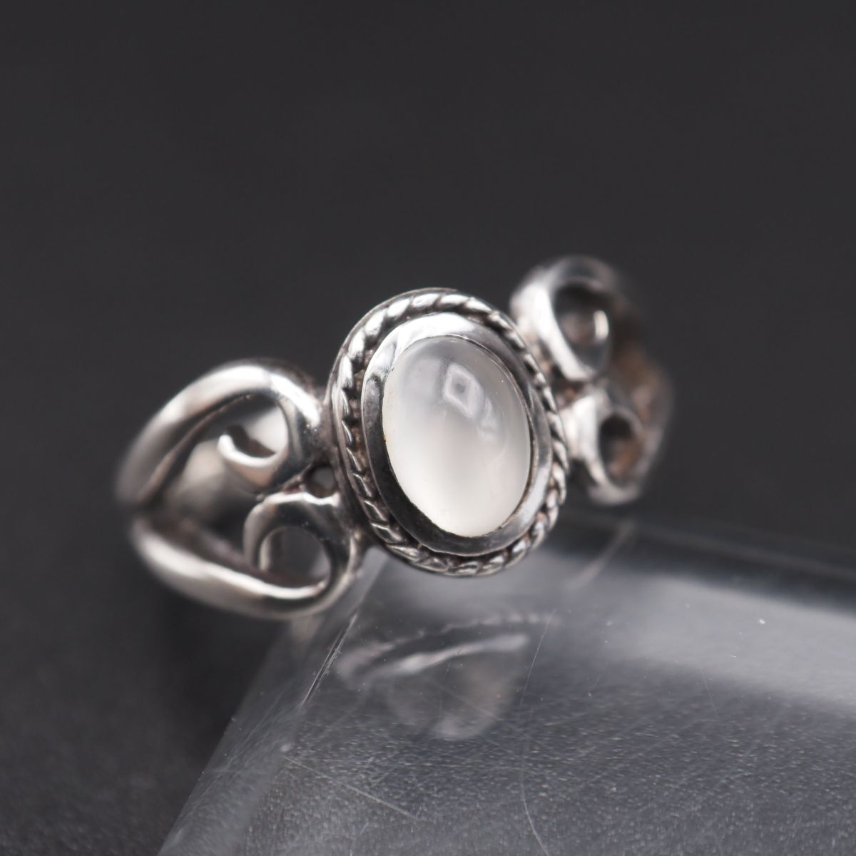 G940 キャッツアイストーン SILVER刻印 リング デザイン シルバー 指輪 ヴィンテージ 2月誕生石 14号拍卖