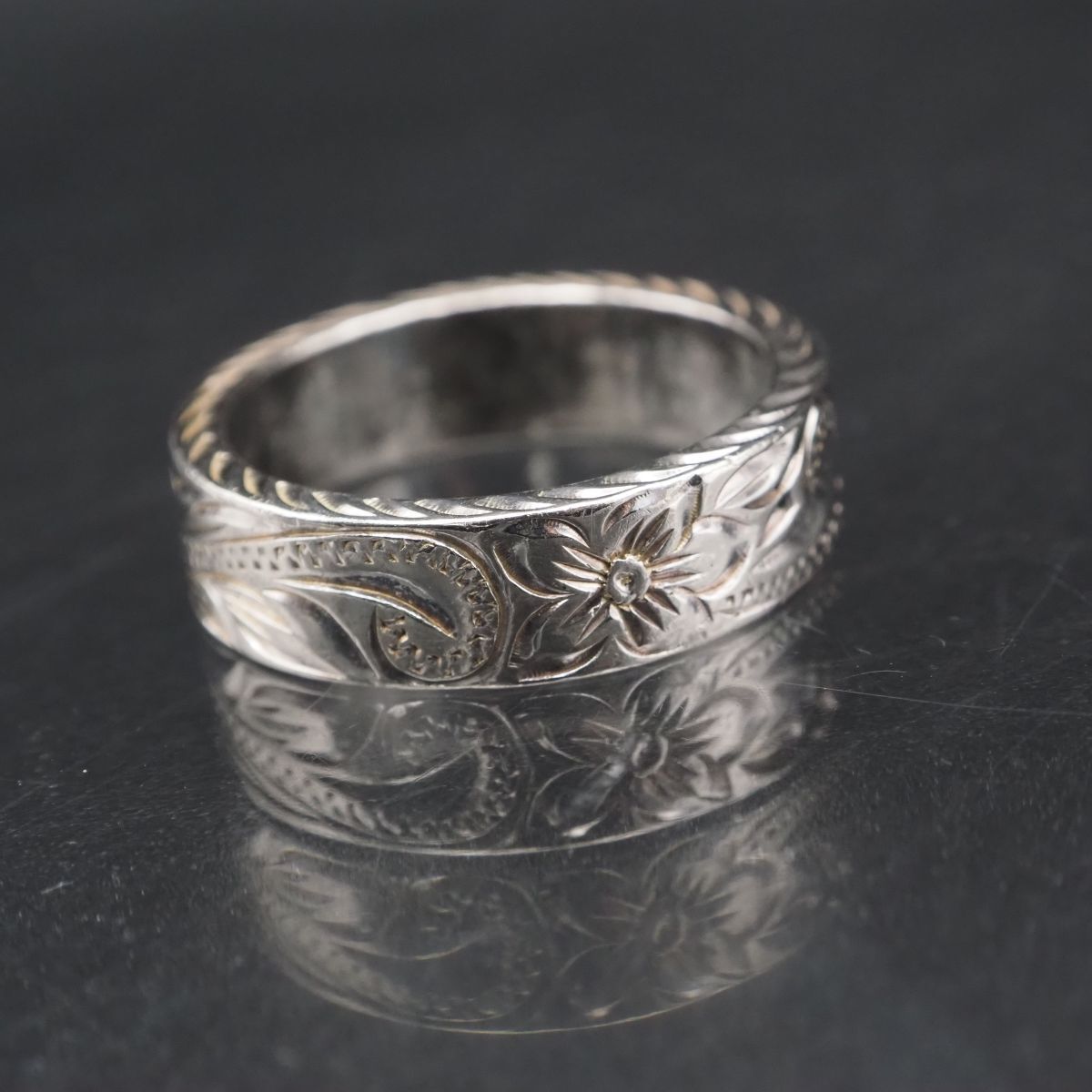 H174 ハワイアンジュエリー 925S刻印 リング プルメリア デザイン シルバー 指輪 17号拍卖