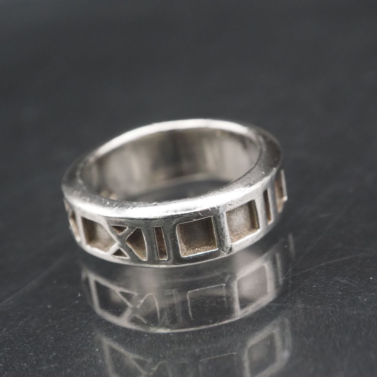 H144 ヴィンテージ 925刻印 リング ローマ数字 デザイン シルバー 指輪 9号拍卖