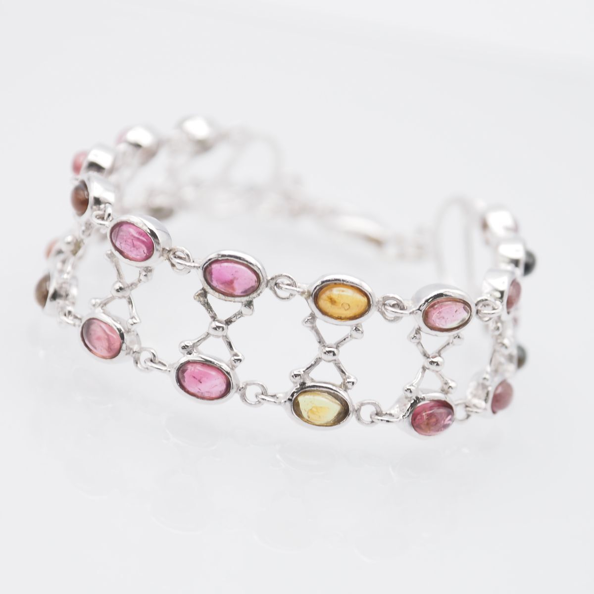 H528 トルマリン ブレスレット マルチカラー デザイン シルバー 10月誕生石拍卖