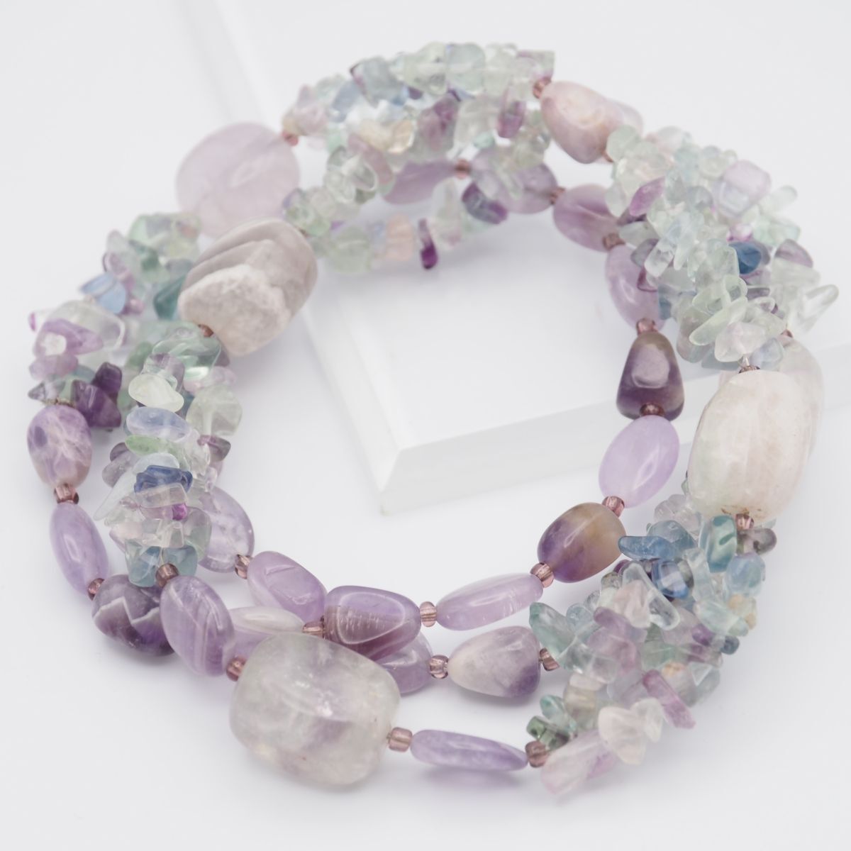 H255 フローライト アメジスト ネックレス デザイン シルバー 2月誕生石拍卖