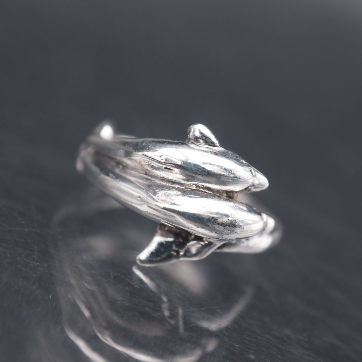 H154 ヴィンテージ 925刻印 リング イルカ ドルフィン デザイン シルバー 指輪 8号拍卖