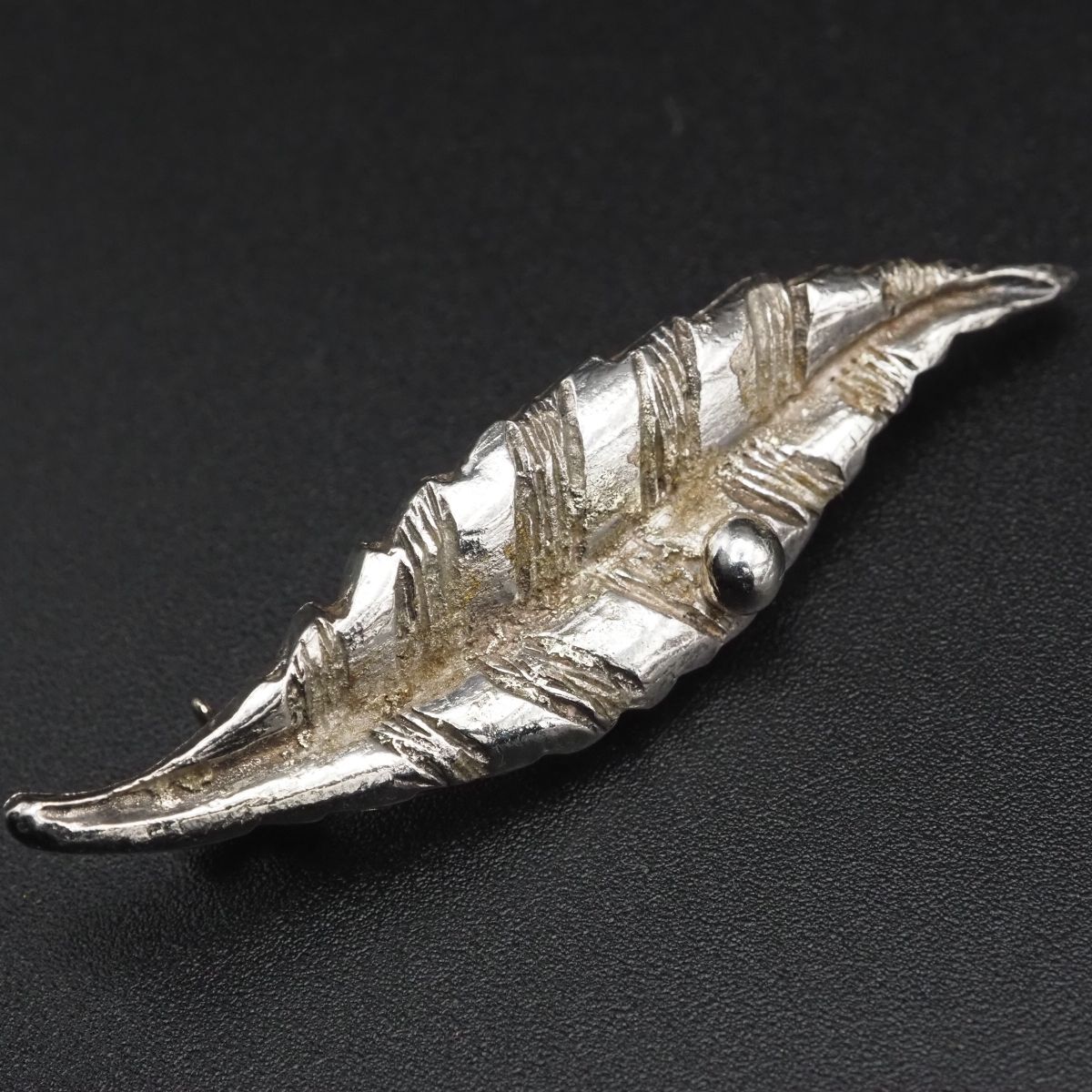 H422 ヴィンテージ ブローチ リーフ デザイン シルバー拍卖