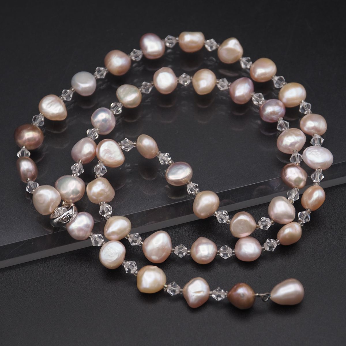 H454 淡水真珠 パール ネックレス ピンク系カラー デザイン シルバー 6月誕生石拍卖