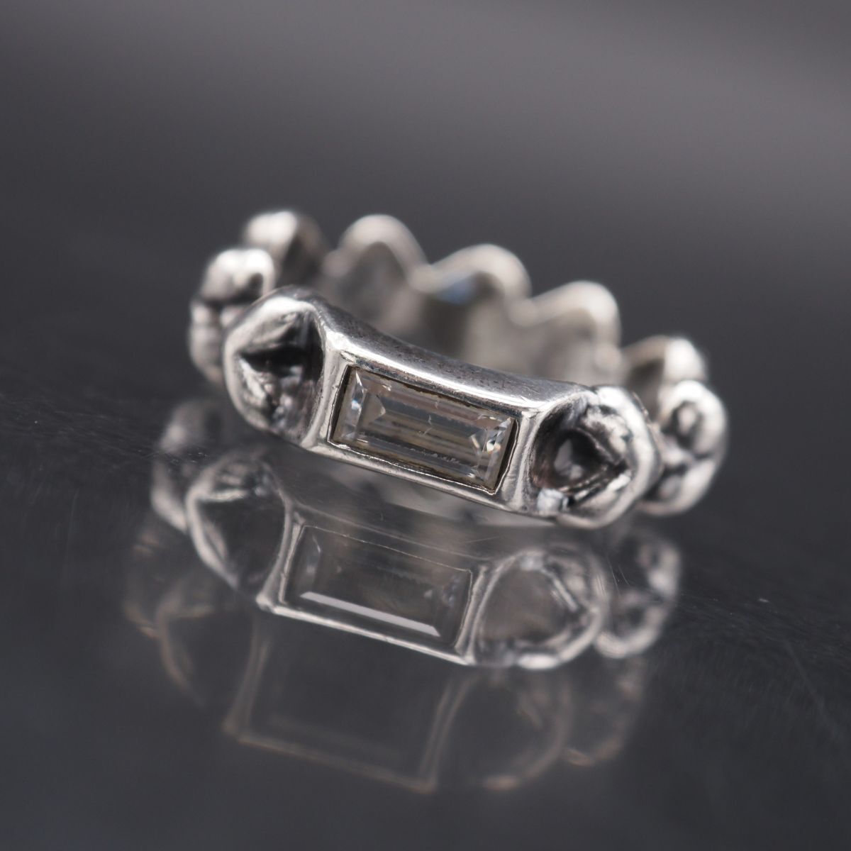 H542 ダイヤモンド風 リング ハート デザイン シルバー 指輪 ヴィンテージ 10号拍卖