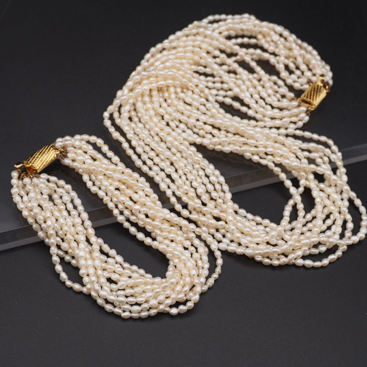 H013 淡水真珠 パール ネックレス ブレスレット セット 10連 ゴールド デザイン 6月誕生石拍卖