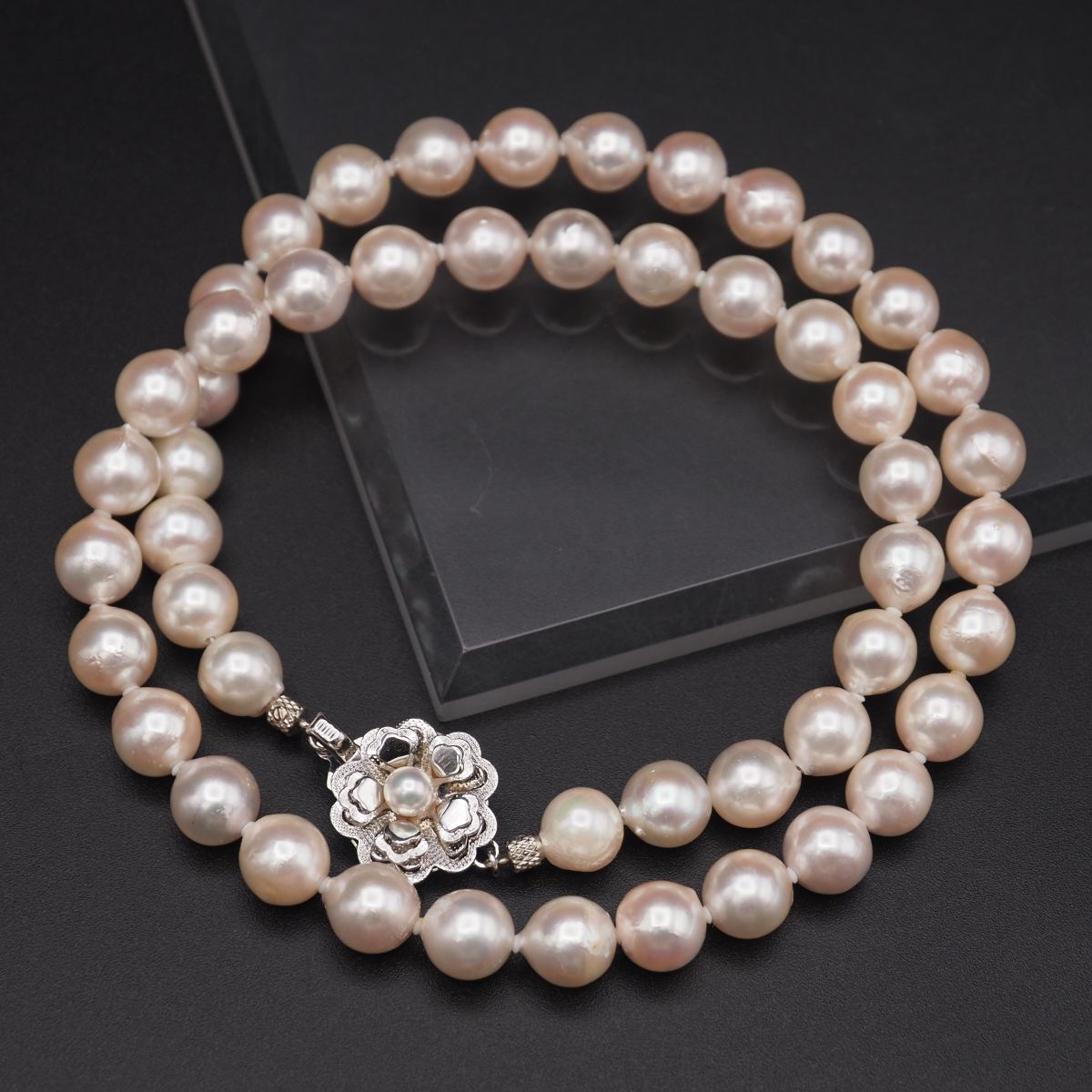 H230 本真珠 8.6mm珠 パール SILVER刻印 ネックレス デザイン シルバー 6月誕生石拍卖