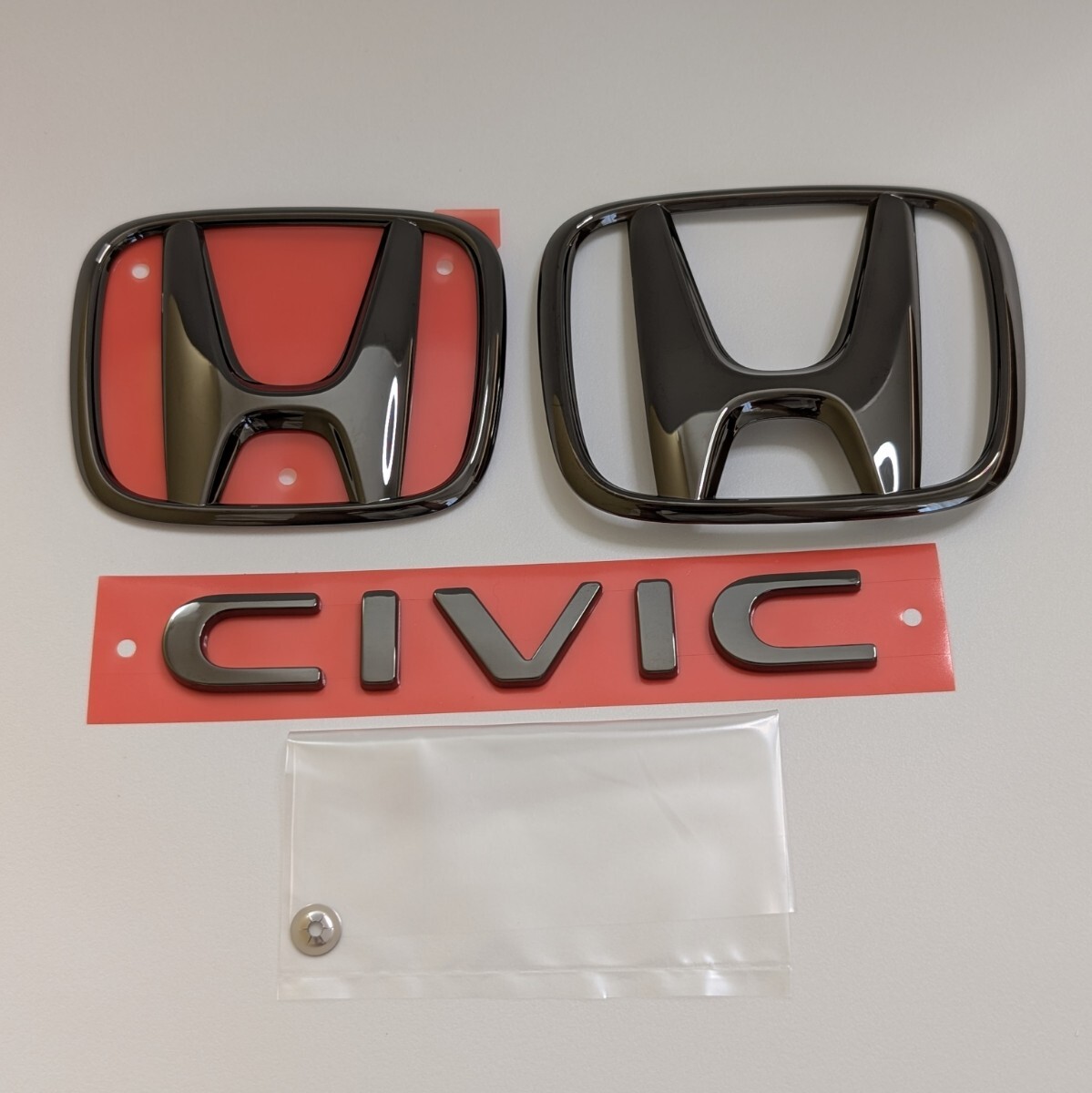 送料無料 ホンダ純正 ブラックメッキエンブレムセット CIVIC FL1 FL4 e:HEV フロント リア H CIVIC ビス 08F20-T43-000 2022~2026年対応拍卖
