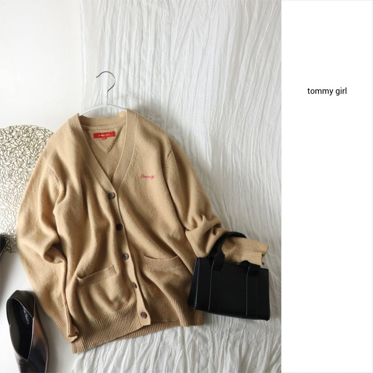 トミーヒルフィガー/tommy girl☆毛100% Vネック カーディガン Mサイズ☆E-M 5854拍卖