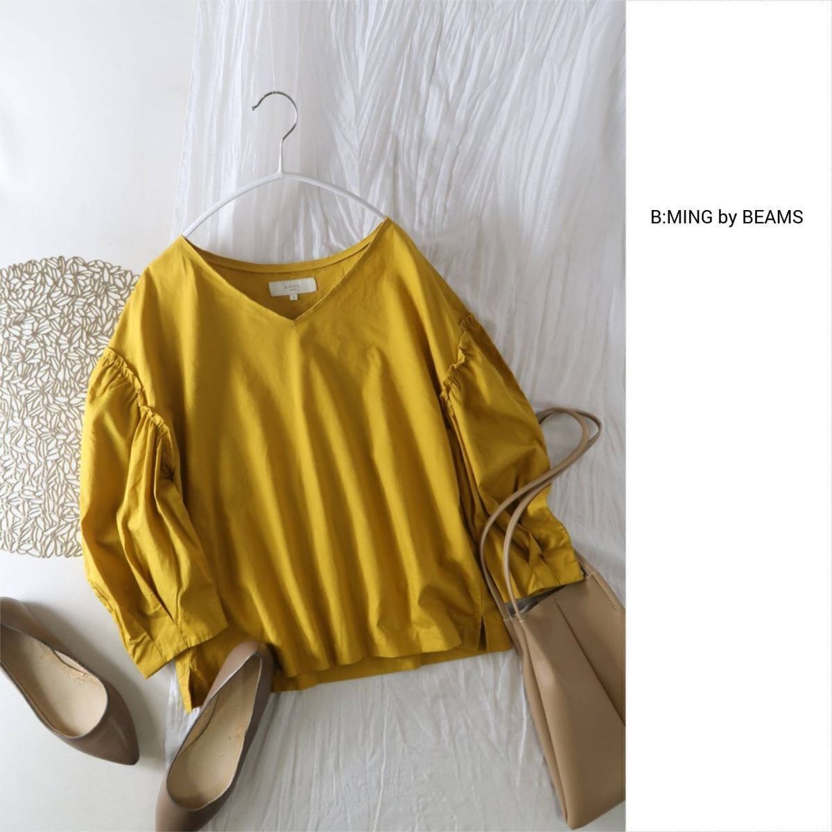 ビームス BEAMS☆洗える 綿100% 袖ボリューム ブラウス Sサイズ☆A-O 5231拍卖