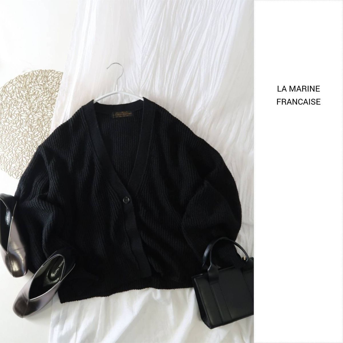 ラ マリンフランセーズ LA MARINE FRANCAISE☆ボリュームスリーブ Vネックカーディガン☆M-B 5659拍卖