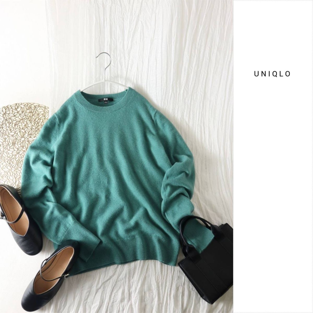 ユニクロ UNIQLO☆洗える カシミヤ100% クルーネックニット Lサイズ☆A-O 5874拍卖