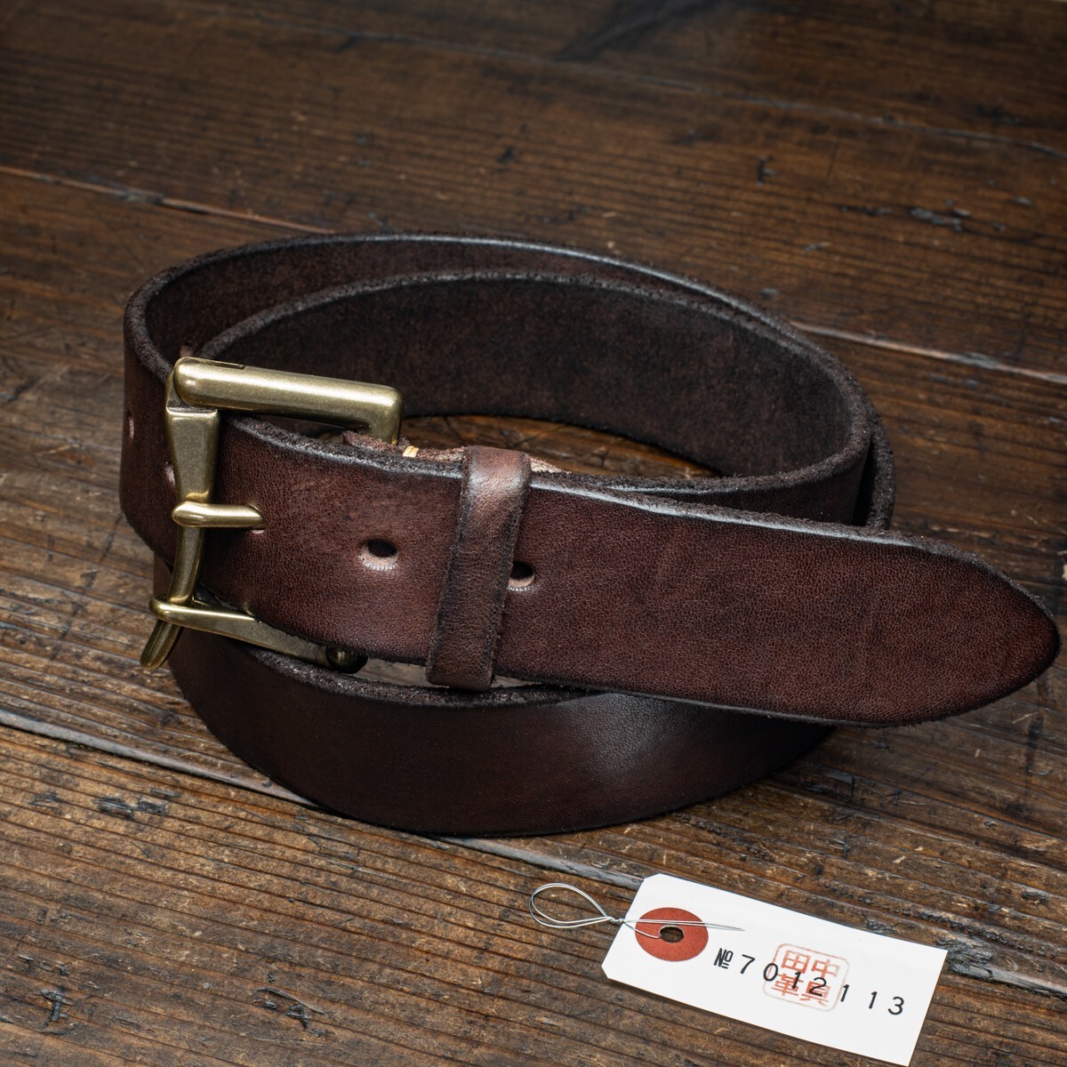 クイックドロウ【牛革】特殊部隊 消防隊 ファイヤーマン メンズ フリーサイズ 本革 ベルト 新品 未使用 送料無料 1円 ブラウン 茶 田中革具拍卖