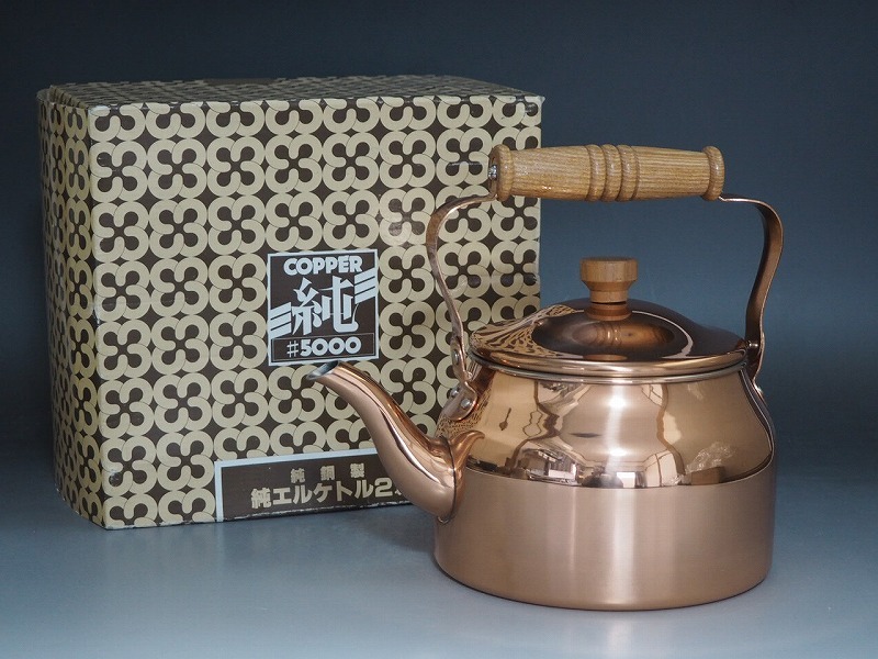 B1937 カクセー COPPER #5000 純銅製 ヨーロピアン ケトル 2 化粧箱付 未使用品 ☆ 長期保存品 銅製 薬缶 ヤカン レトロ 美品 良品 無傷拍卖