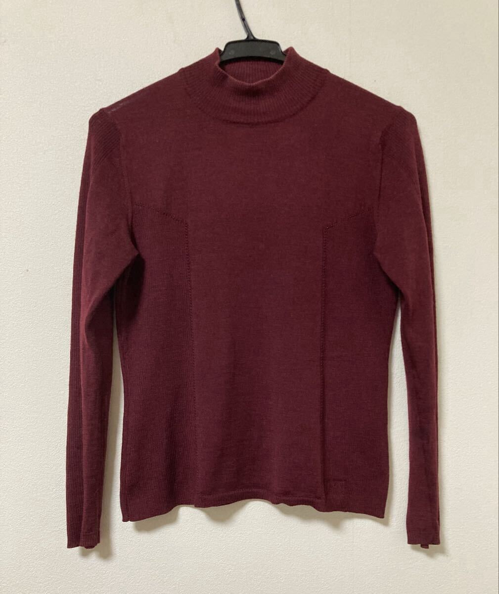 DAKS ダックス ウール、絹、カシミアセーター ニット レディース エンジ色 サイズ40 日本製拍卖