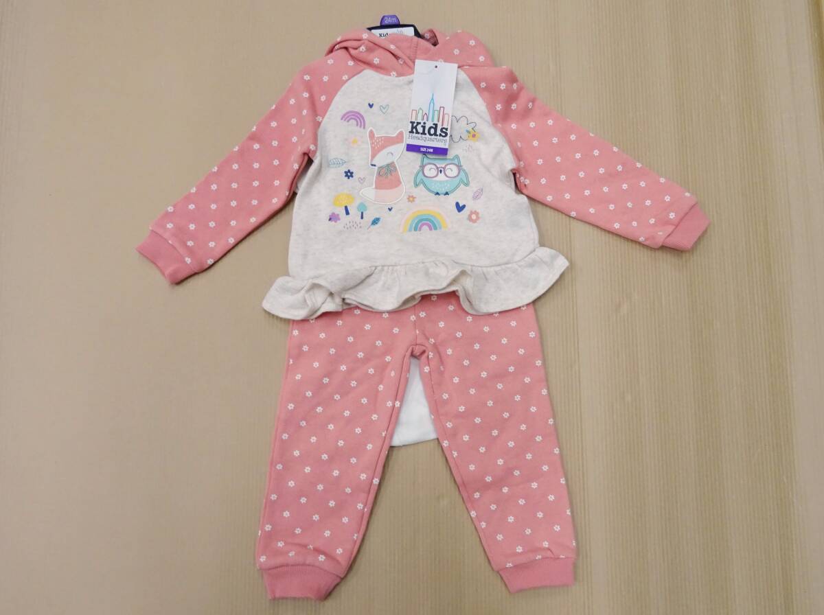 H-09SA 新品 4点セット Headquarters Kids 女の子 ベビー 24M(83~86㎝)18~24か月 裏起毛 パーカー 上下 / ロンパース / パンツ まとめて拍卖