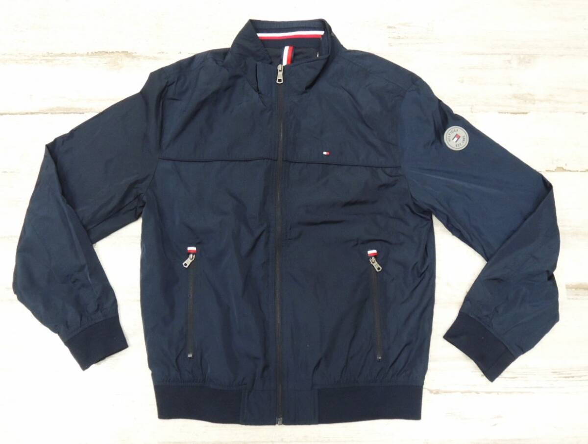 H-308 未使用 TOMMY HILFIGER トミーヒルフィガー フルジップ スタンドカラー アウター ジャンバー メンズ【S】ネイビー撥水 (タグ無し)拍卖
