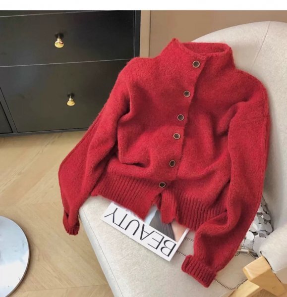 mgm 2510 ニット セーター チュニック カーディガン 羽織物 アウター オシャレ フリーサイズ 純色 首周り暖かい8拍卖