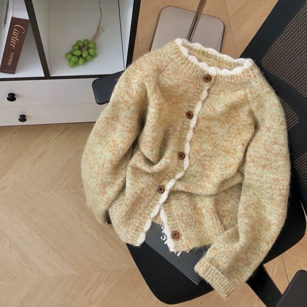 mgm 2510 ニット セーター カーディガン 羽織物 アウター チュニック オシャレ フリーサイズ 前開け イエロー系拍卖