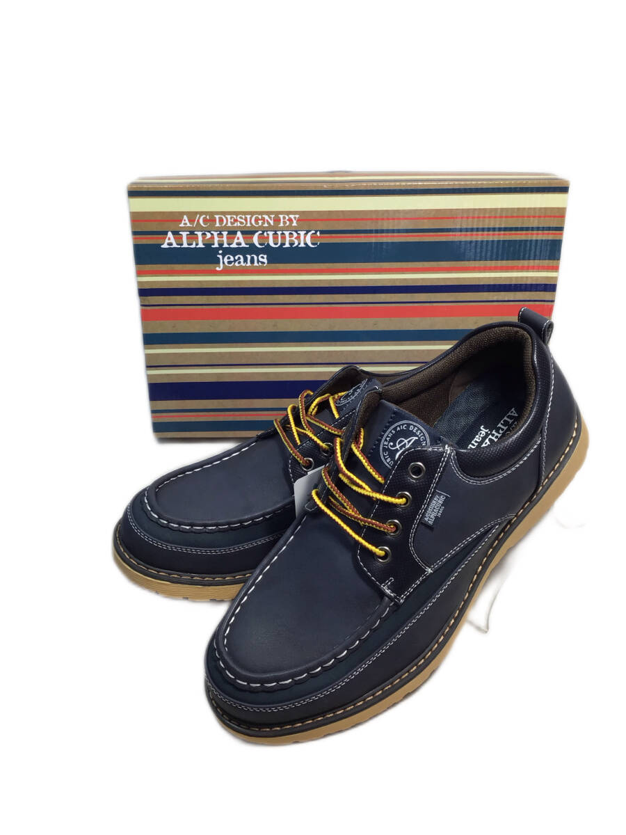 紐付きカジュアルNAVY合成皮革26cm ALPHA CUBIC OR0410 紳士 紐 防滑底 履き心地とファッション性を兼ね揃えたブランド中敷き着脱可能拍卖