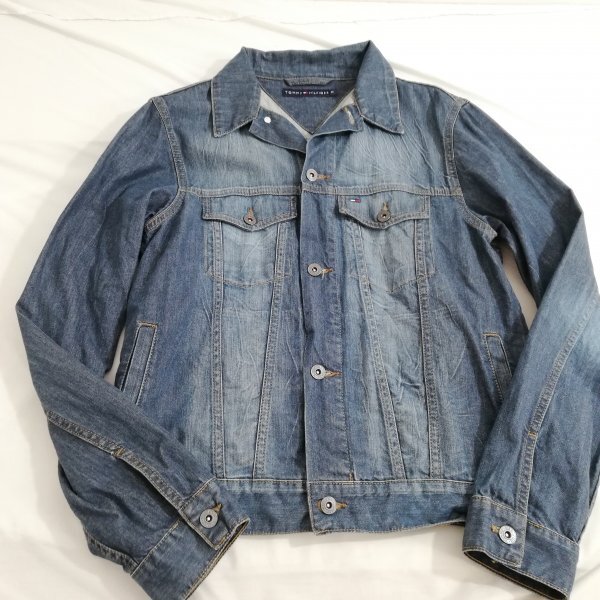 トミーヒルフィガー デニム ジャケット Sサイズ Gジャン ダメージ加工 JT02拍卖