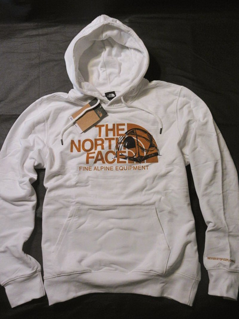 本物正規◆ノースフェイス ■スウェットパーカー 袖ロゴ LOGO PLAY■L■白 WHITE■新品■アメリカ限定■NSE/FN4■裏地起毛拍卖