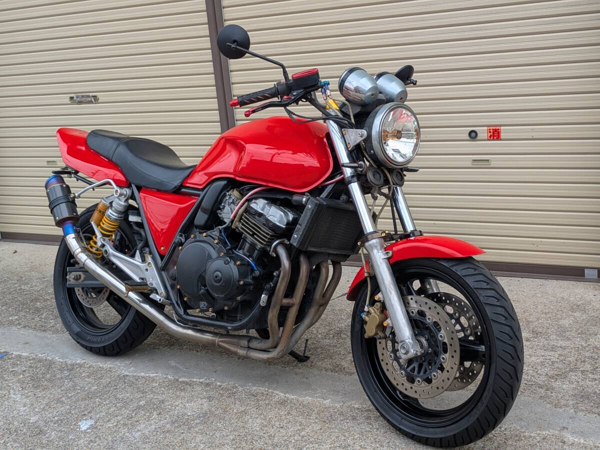 大阪堺発 ホンダ CB400SF NC31 レッド 赤 社外 マフラー リアサス オーリンズ ハンドル コンドル カスタム多数 スーフォア スーパーフォア拍卖