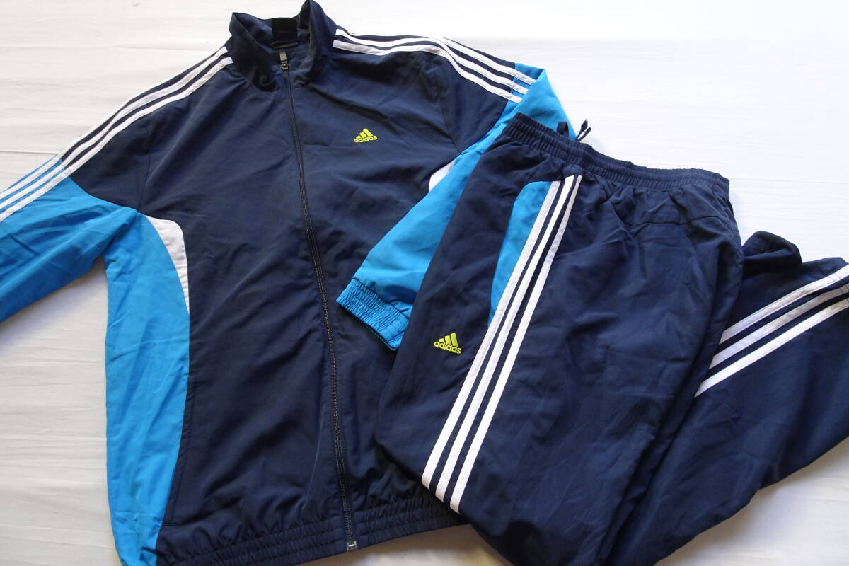 adidas/アディダス/スポーツウェア上下セット/ナイロン系ポリエステル/裏地メッシュ/ジャンパー/長パンツ/紺/ネイビー/Oサイズ(10/27R7)拍卖