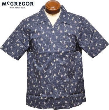 【ネイビー LLサイズ】 マクレガー 半袖シャツ メンズ 111163103 サッカー素材 開襟シャツ 開襟半袖シャツ拍卖