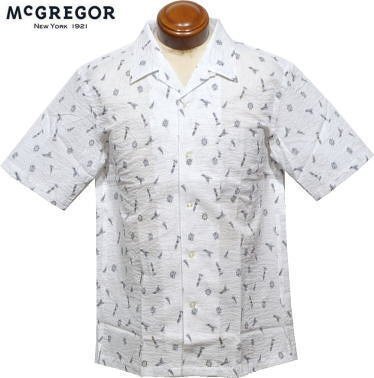 【アイボリー Lサイズ】 マクレガー 半袖シャツ メンズ 111163103 サッカー素材 開襟シャツ 開襟半袖シャツ拍卖