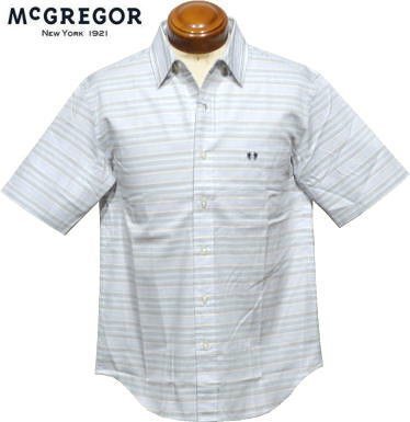 【イエロー水色紺 LLサイズ】 マクレガー 半袖シャツ メンズ 111162503 パナマボーダー柄 半袖カジュアルシャツ拍卖