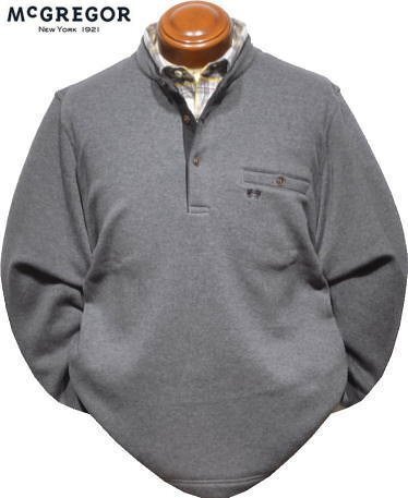 【ダークグレー Lサイズ】 マクレガー トレーナー メンズ 111612801 手洗い可 裏起毛 フェイクレイヤード スウェットシャツ 長袖拍卖