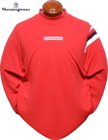 【レッド LL】 マンシング メンズ モックネック長袖シャツ MGMWJB03 吸汗速乾 高通気 UVカット ハイネックカットソー 長袖ポロシャツ拍卖
