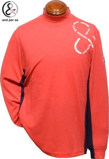 【オレンジレッド Lサイズ】 37%OFF アンパスィ 長袖ハイネックシャツ メンズ AMF9213W5 アンパシー モックネック長袖シャツ 長袖シャツ拍卖