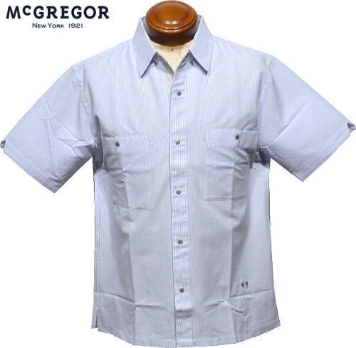 【ブルー M】 マクレガー 半袖シャツ メンズ 111164106 サッカー素材 吸汗速乾 カジュアル半袖シャツ シャツアウター ワイドシルエット拍卖