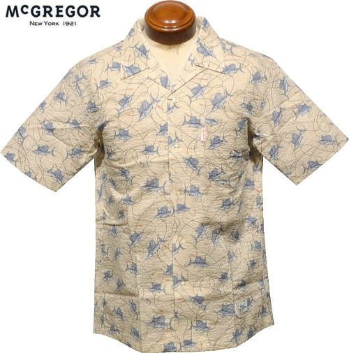 【ベージュ LL】 マックレガー 半袖シャツ メンズ 111163503 レインスプーナーコラボ商品 reynspooner アロハシャツ オープンカラーシャツ拍卖