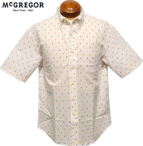 【ダークアイボリー M】 マクレガー ボタンダウン半袖シャツ メンズ 111164705 サッカー素材 半袖シャツ カジュアル半袖シャツ McGREGOR拍卖
