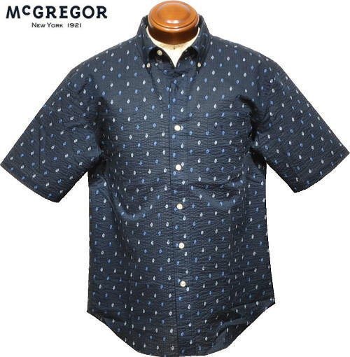 【ネイビー M】 マクレガー ボタンダウン半袖シャツ メンズ 111164705 サッカー素材 半袖シャツ カジュアル半袖シャツ McGREGOR拍卖