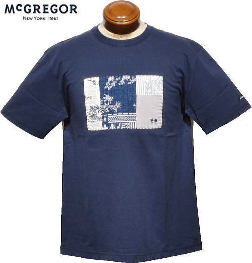 【ネイビー L】 マクレガー Tシャツ メンズ 111724701 手洗い可 布帛素材部分使い クルーネックTシャツ McGREGOR拍卖