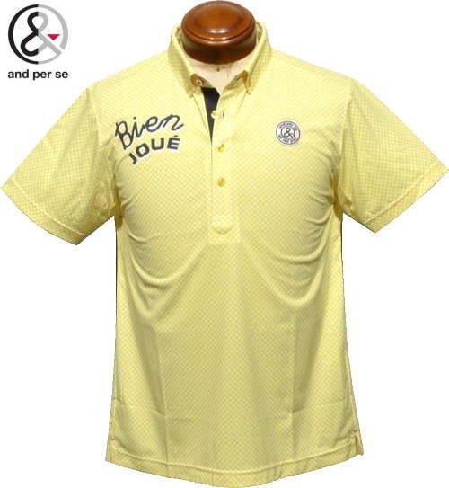 【イエロー L】 アンパスィ ボタンダウン半袖ポロシャツ メンズ AMS9624X3 ドライ 吸汗速乾 UVカット アンパシー 半袖ポロシャツ拍卖