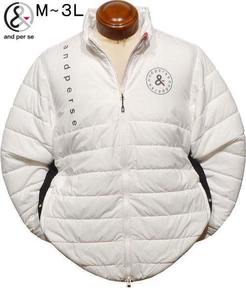 【ホワイト M】 アンパスィ 中綿入りブルゾン AMF1114G2 家庭洗濯可 3L 撥水 マルチストレッチ ジャケット ウインドブレーカー アンパシー拍卖
