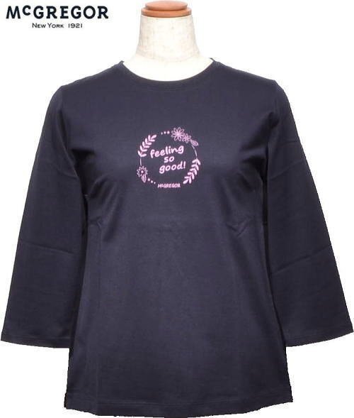 【ネイビー L】 マクレガー 七分袖カットソー レディース 311704201 七分袖Tシャツ McGREGOR拍卖