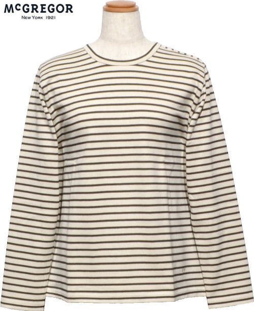 【ダークアイボリー L】 マクレガー 長袖カットソー レディース 311713604 家庭洗濯可 バスクシャツ 長袖Tシャツ McGREGOR拍卖