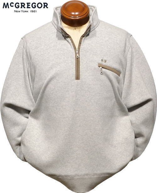 【グレー XL】 マクレガー トレーナー メンズ 111614802 裏起毛 ストレッチ スウェット ハーフジップトレーナー スウェットシャツ McGREGO拍卖