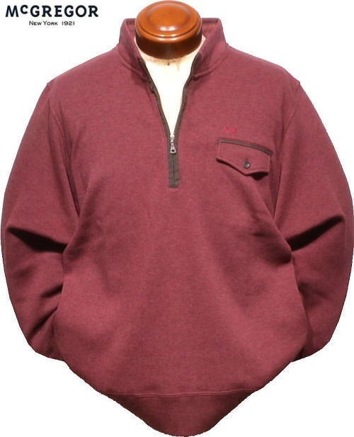 【ワイン M】 マックレガー トレーナー メンズ 111613802 手洗い可 裏起毛 スウェット ハーフジップトレーナー スウェットシャツ拍卖