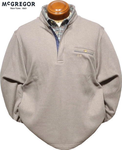 【グレー L】 マクレガー メンズ トレーナー 111614801 手洗い可 裏起毛 フェイクレイヤード スウェットシャツ 長袖トレーナー McGREGOR拍卖
