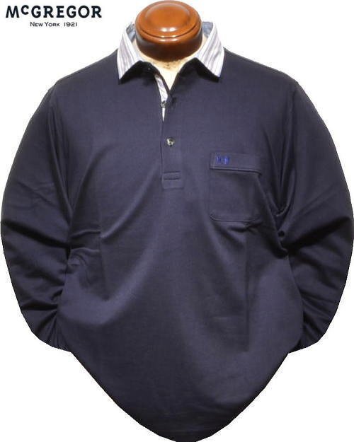 【ネイビー XL】 マックレガー 長袖ポロシャツ メンズ 111613606 ストレッチ 長袖シャツ拍卖