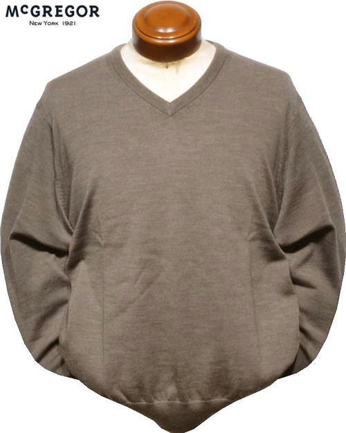 【モカブラウン L】マクレガー Vネックセーター メンズ 111873601 手洗い可 イタリア糸使用 ウォッシャブルセーター セーター ニット拍卖